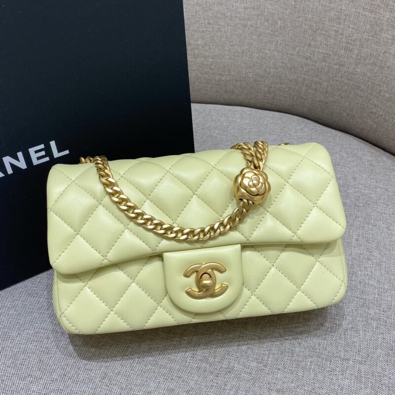 Replica CHANEL Camellia Flap Yellow - Best Fake Designer Bags