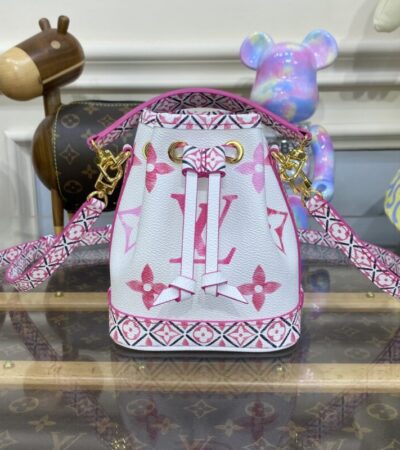 Replica Louis Vuitton Nano Noe White Pink - Best Fake Designer Bags