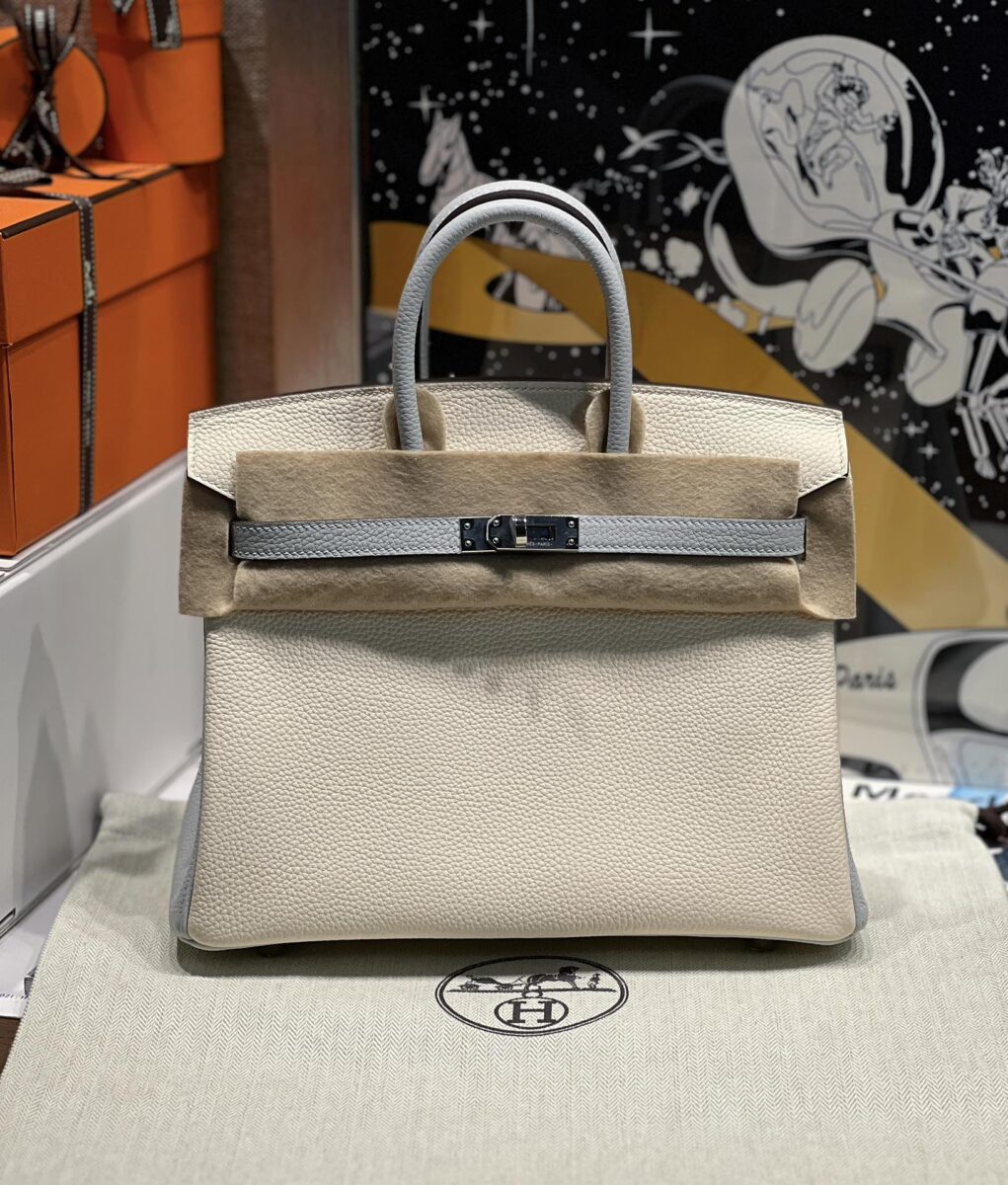 Replica Hermes Birkin Haze Blue Cream White - Best Fake Designer Bags