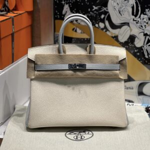 Replica Hermes Birkin Haze Blue Cream White - Best Fake Designer Bags