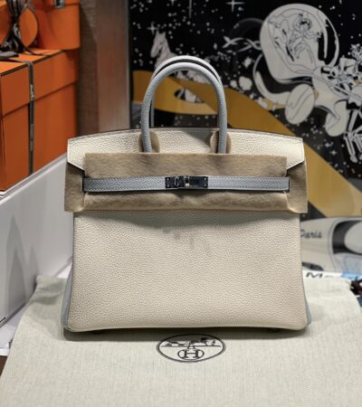 Replica Hermes Birkin Haze Blue Cream White - Best Fake Designer Bags