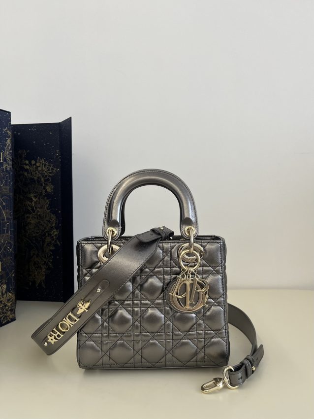 Replica Lady Dior Platinum Metallic ABC - Best Fake Designer Bags