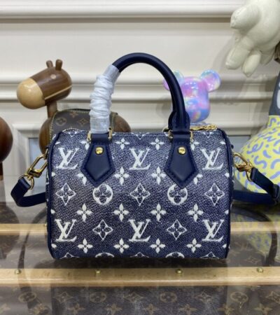 Replica Louis Vuitton Speedy Bandouliere Blue Denim - Best Fake Designer Bags