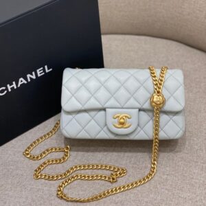 Replica CHANEL Camellia Flap Light Blue - Best Fake Designer Bags