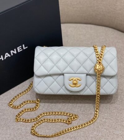 Replica CHANEL Camellia Flap Light Blue - Best Fake Designer Bags
