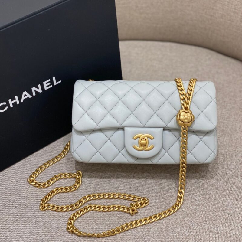 Replica CHANEL Camellia Flap Light Blue - Best Fake Designer Bags