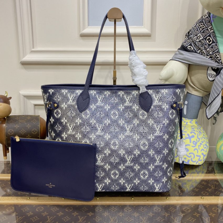 Replica Louis Vuitton Neverfull MM Denim Blue 7 Replica Louis Vuitton Neverfull MM Denim Blue - best-selling designer handbag dupe