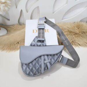 Replica Dior Saddle Bag Diamong Grey - Best Fake Designer Bags