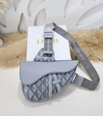 Replica Dior Saddle Bag Diamong Grey - Best Fake Designer Bags