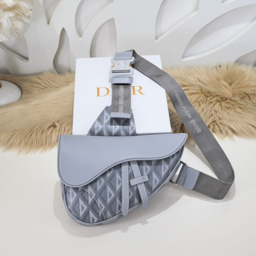 Replica Dior Saddle Bag Diamong Grey - Best Fake Designer Bags