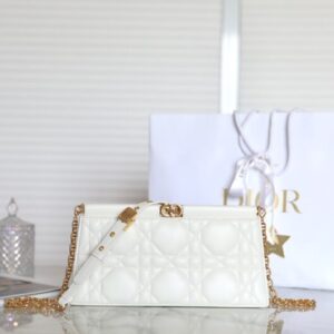 Replica Dior Miss Caro Noire Clutch White - Best Fake Designer Bags