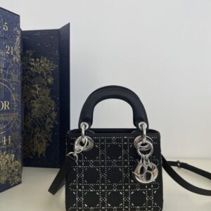 Replica Lady Dior Mini Satin Black - Best Fake Designer Bags