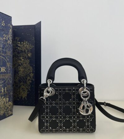 Replica Lady Dior Mini Satin Black - Best Fake Designer Bags