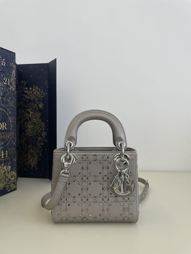 Replica Lady Dior Mini Satin Grey - Best Fake Designer Bags