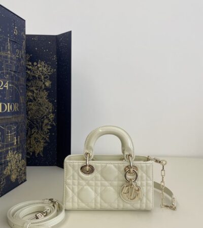 Replica Dior Lady D-Joy  Mini Bag White Patent - Best Fake Designer Bags