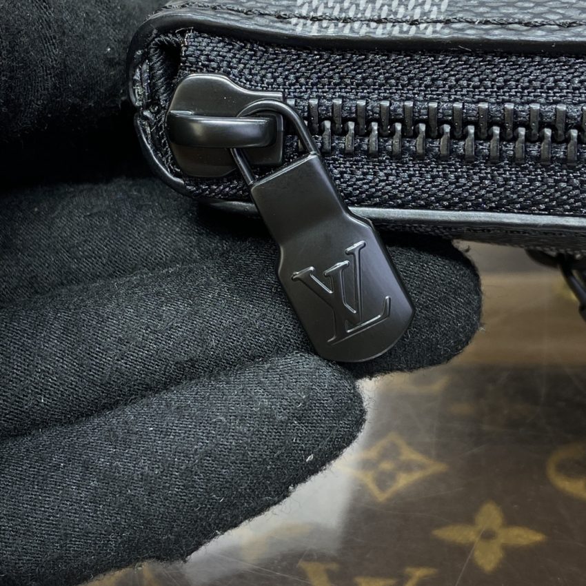 Replica Louis Vuitton Takeoff Pouch Black Grid - authentic-look luxury purse replica