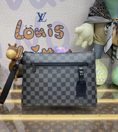 Replica Louis Vuitton Takeoff Pouch Black Grid - Best Fake Designer Bags