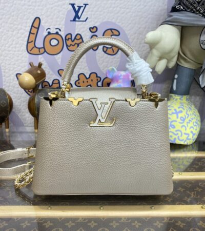 Replica Loius Vuitton Capucines Golden Grey - Best Fake Designer Bags