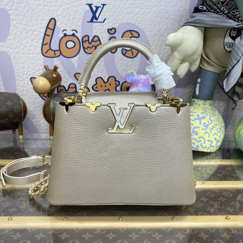 Replica Loius Vuitton Capucines Golden Grey - Best Fake Designer Bags