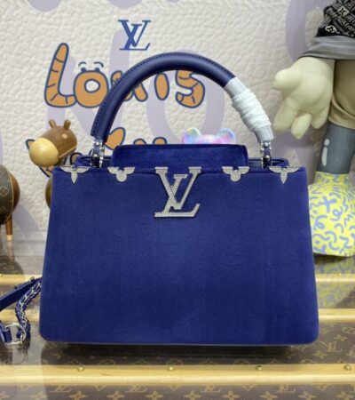 Replica Loius Vuitton Capucines Blue Velvet - Best Fake Designer Bags