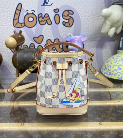 Replica Louis Vuitton Nano Noe White Grid - Best Fake Designer Bags