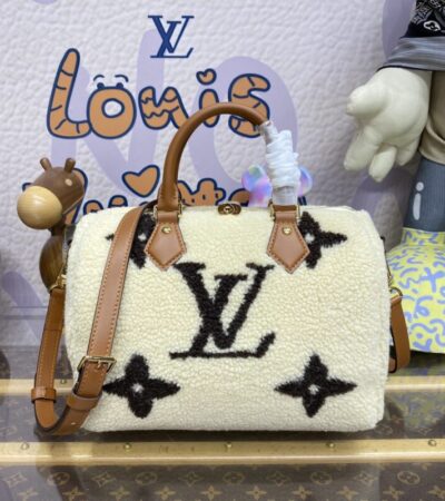 Replica Louis Vuitton Speedy Bandouliere 25 White Wool - Best Fake Designer Bags