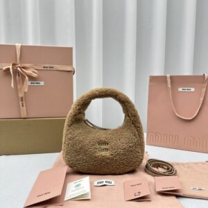Replica Miu Miu Wander Wool Brown - Best Fake Designer Bags