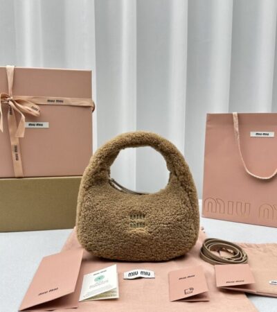Replica Miu Miu Wander Wool Brown - Best Fake Designer Bags