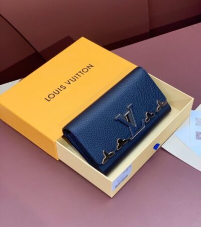Replica Louis Vuitton Capucines Long Dark Blue - Best Fake Designer Bags