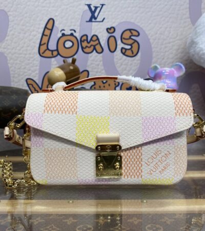 Replica Louis Vuitton Pochette Metis East West Pink Grid - Best Fake Designer Bags