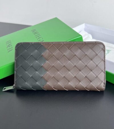 Replica Bottega Veneta Zip Long Wallet Brown&Black - Best Fake Designer Bags