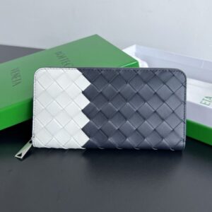 Replica Bottega Veneta Zip Long Wallet White&Blue - Best Fake Designer Bags