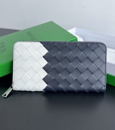 Replica Bottega Veneta Zip Long Wallet White&Blue - Best Fake Designer Bags
