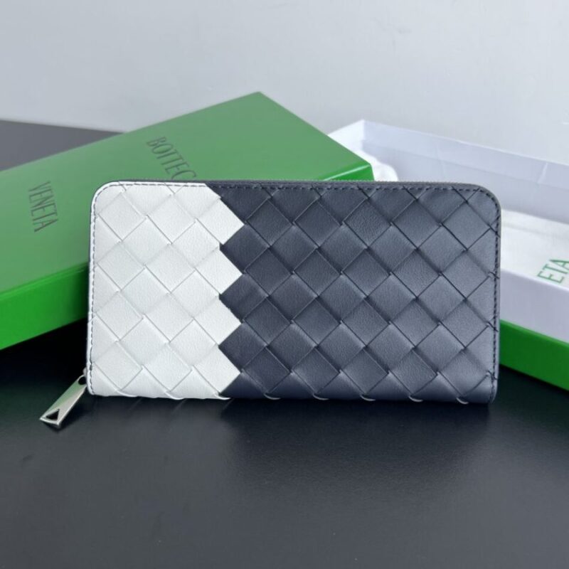 Replica Bottega Veneta Zip Long Wallet White&Blue - Best Fake Designer Bags