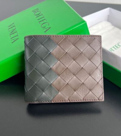 Replica Bottega Veneta Intrecciato Bi-Fold Wallet Black&Brown - Best Fake Designer Bags