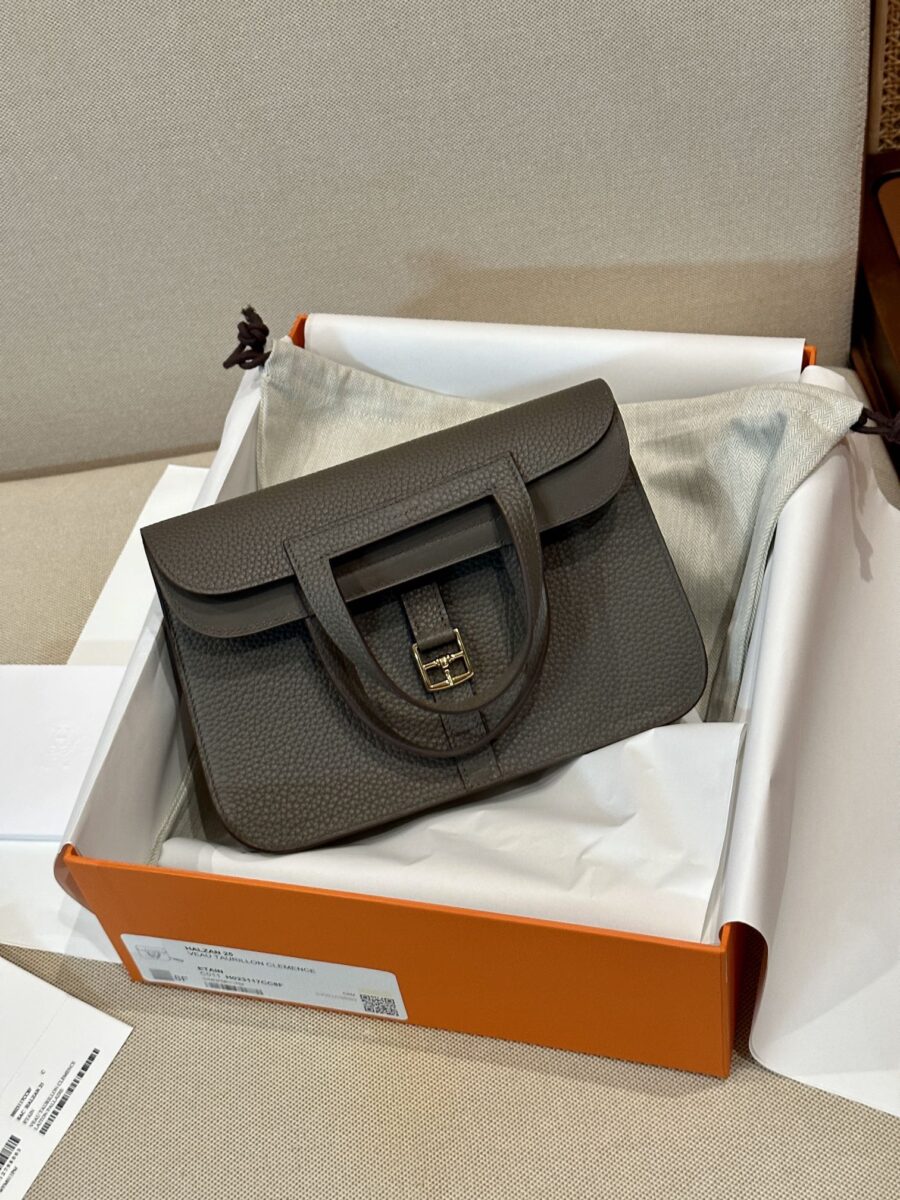 Replica Hermes Halzan Dark Grey - Best Fake Designer Bags