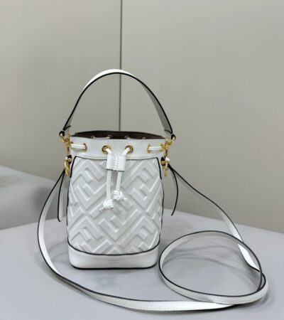 Replica Fendi Tresor Mini Bucket White - Best Fake Designer Bags