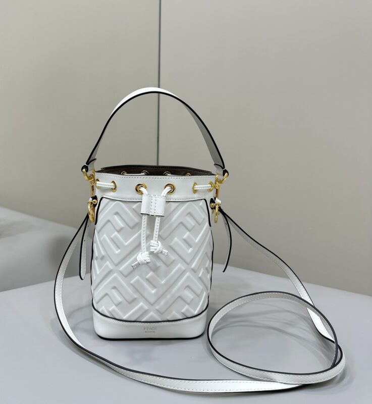 Replica Fendi Tresor Mini Bucket White - Best Fake Designer Bags