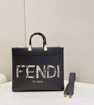 Replica Fendi Sunshine Tote Dark Grey - Best Fake Designer Bags