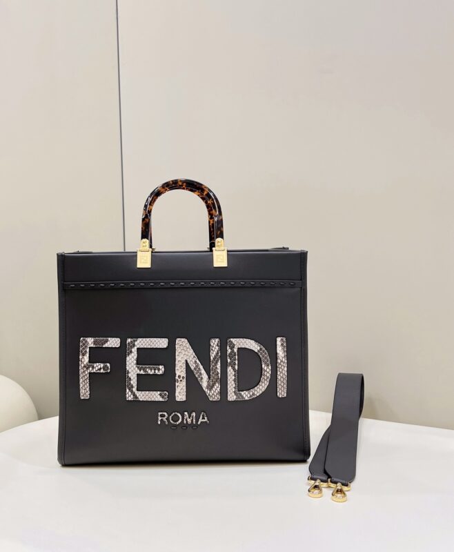 Replica Fendi Sunshine Tote Dark Grey - Best Fake Designer Bags
