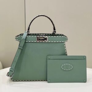 Replica Fendi Peekaboo  Green Python Handle - Best Fake Designer Bags