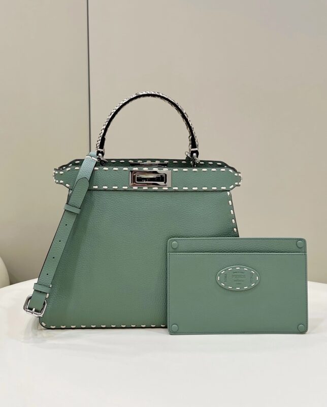 Replica Fendi Peekaboo  Green Python Handle - Best Fake Designer Bags