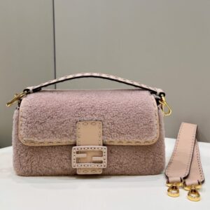 Replica Fendi Baguette Pink Wool - Best Fake Designer Bags