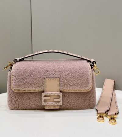 Replica Fendi Baguette Pink Wool - Best Fake Designer Bags