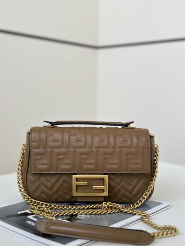 Replica Fendi Baguette Sliding Chain Brown - Best Fake Designer Bags