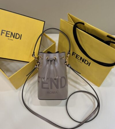 Replica Fendi Tresor Mini Bucket Grey - Best Fake Designer Bags