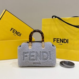Replica Fendi By The Way Boston Blue Wool - Best Fake Designer Bags