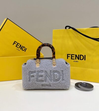 Replica Fendi By The Way Boston Blue Wool - Best Fake Designer Bags