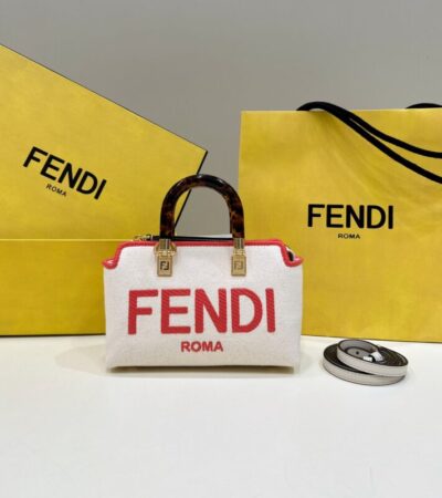 Replica Fendi By The Way Boston Red White - Best Fake Designer Bags