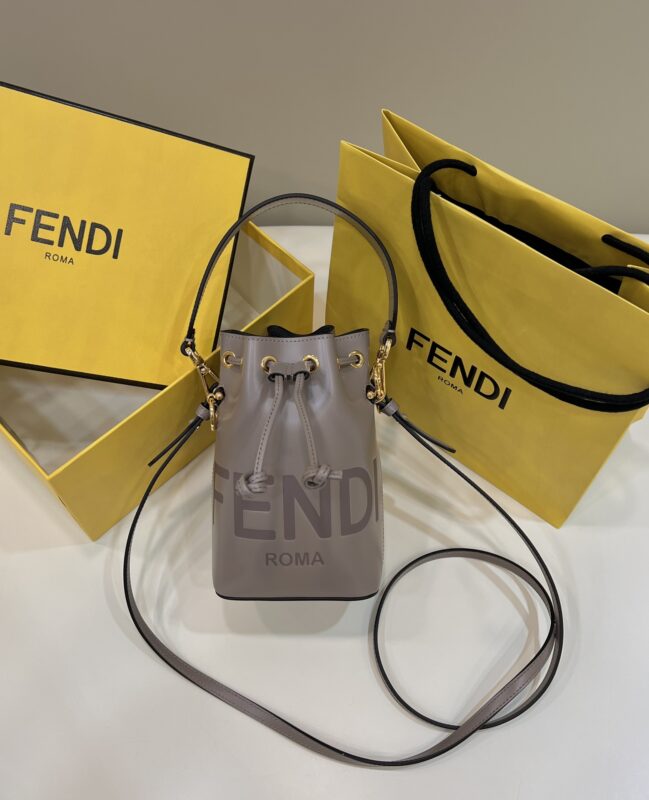 Replica Fendi Tresor Mini Bucket Grey - Best Fake Designer Bags